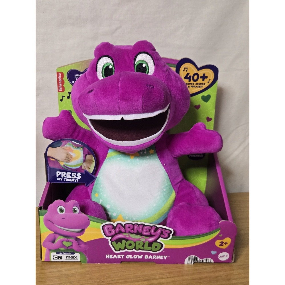 Fisher-Price Barney's World Heart Glow Barney Plush Toy NEW